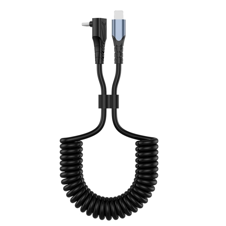 Câble de données de charge à ressort coudé, longueur : 1,5 m, Type-C vers 8 broches, Type-C vers 8 broches + Type-C