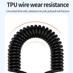 Câble de données de charge à ressort coudé, longueur : 1,5 m, Type-C vers 8 broches, Type-C vers 8 broches + Type-C