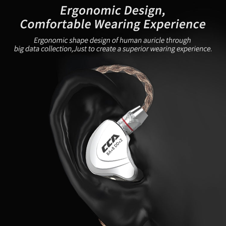 Écouteurs intra-auriculaires hybrides dix unités avec fil, sans micro, prise jack 3,5 mm plaquée or CCA CCA-C10