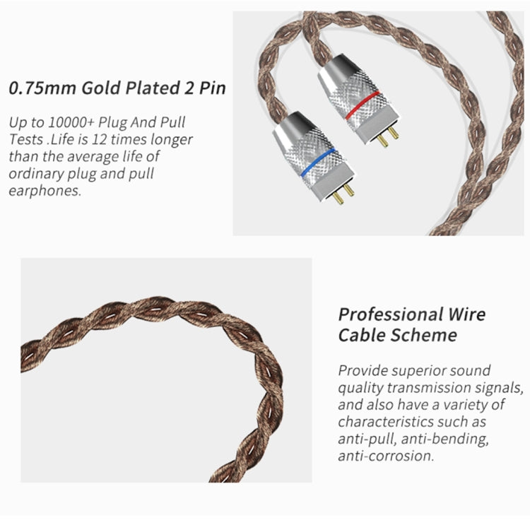 Écouteurs intra-auriculaires hybrides dix unités avec fil, sans micro, prise jack 3,5 mm plaquée or CCA CCA-C10