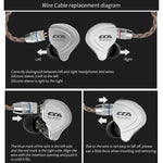 Écouteurs intra-auriculaires hybrides dix unités avec fil, sans micro, prise jack 3,5 mm plaquée or CCA CCA-C10