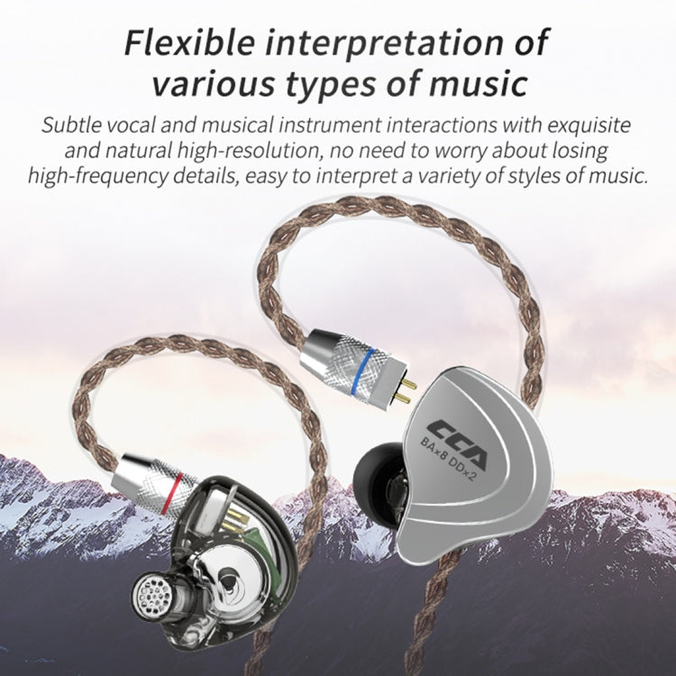 Écouteurs intra-auriculaires hybrides dix unités avec fil, sans micro, prise jack 3,5 mm plaquée or CCA CCA-C10