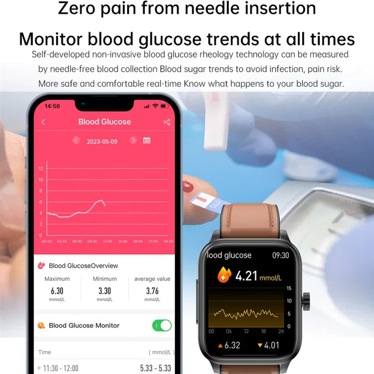 Montre intelligente ET540 avec bracelet en silicone étanche IP67 de 1,91 pouces, prend en charge l'ECG / la mesure non invasive de la glycémie, ET540 (bleu), ET540 (rouge)