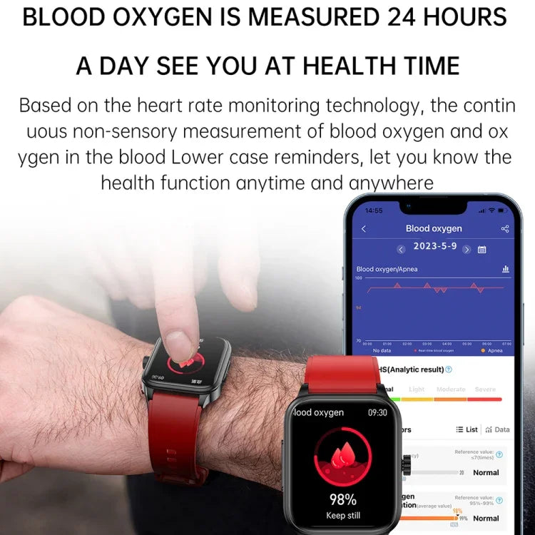 Montre intelligente ET540 avec bracelet en silicone étanche IP67 de 1,91 pouces, prend en charge l'ECG / la mesure non invasive de la glycémie, ET540 (bleu), ET540 (rouge)