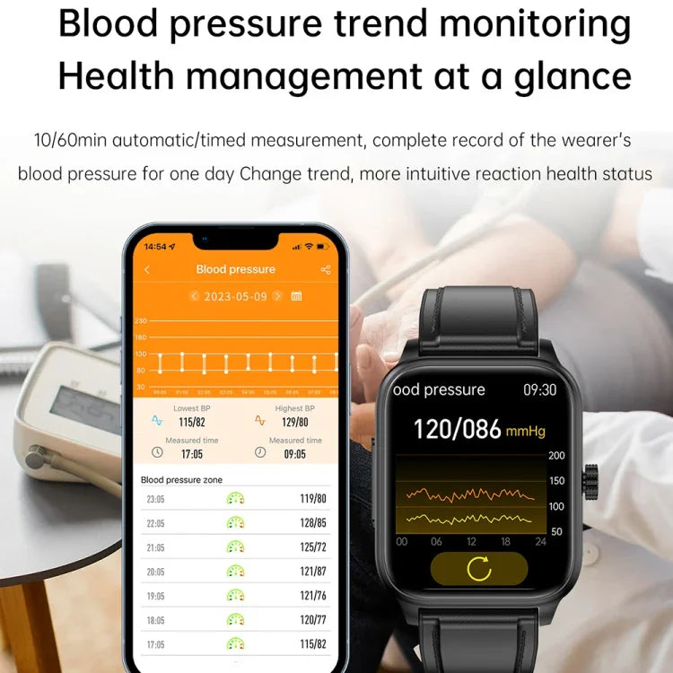 Montre intelligente ET540 avec bracelet en silicone étanche IP67 de 1,91 pouces, prend en charge l'ECG / la mesure non invasive de la glycémie, ET540 (bleu), ET540 (rouge)