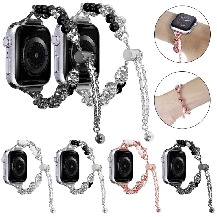 Bracelet de montre en métal avec perles, pour Apple Watch SE 2023 44 mm, pour Apple Watch Ultra 49 mm, pour Apple Watch 8 41 mm, pour Apple Watch SE 2023 40 mm, pour Apple Watch Ultra 2 49 mm, pour Apple Watch 8 45 mm, pour Apple Watch SE 2022 40 mm...