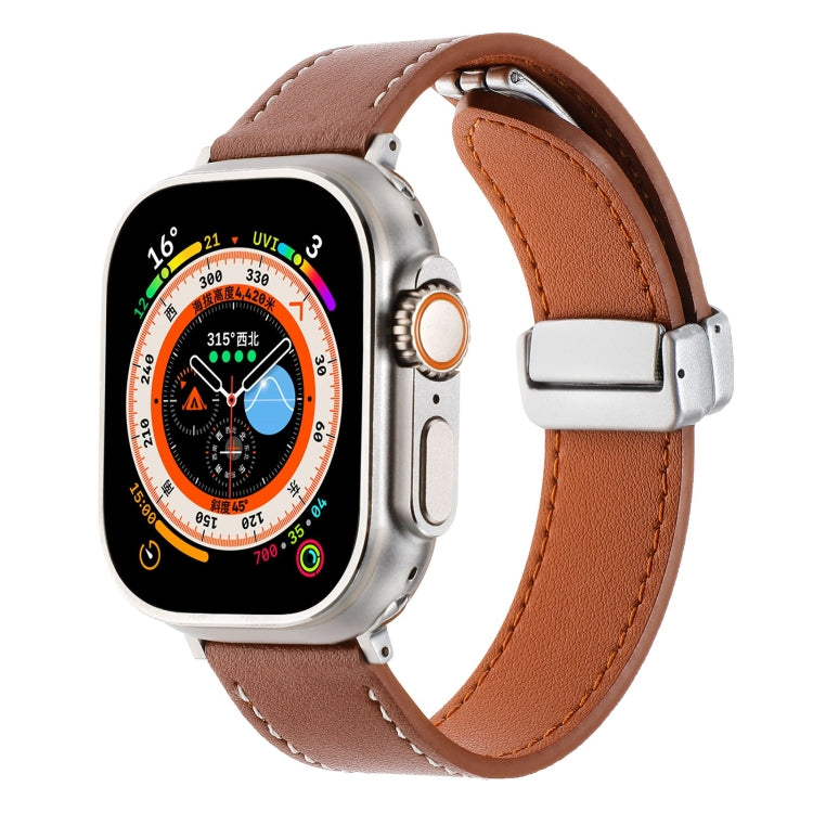 Magnetic Buckle Skin Feel Leather Watch Band, For Apple Watch SE 2023 44mm, For Apple Watch Ultra 49mm, For Apple Watch SE 2023 40mm, For Apple Watch SE 2022 40mm, For Apple Watch Serie 9 41mm, For Apple Watch SE 2022 44mm