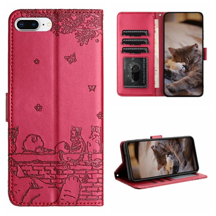 Étui de téléphone en cuir avec motif de chat en relief et cordon, pour iPhone 11 Pro, pour iPhone XS Max, pour iPhone X, pour iPhone 7 Plus / 8 Plus