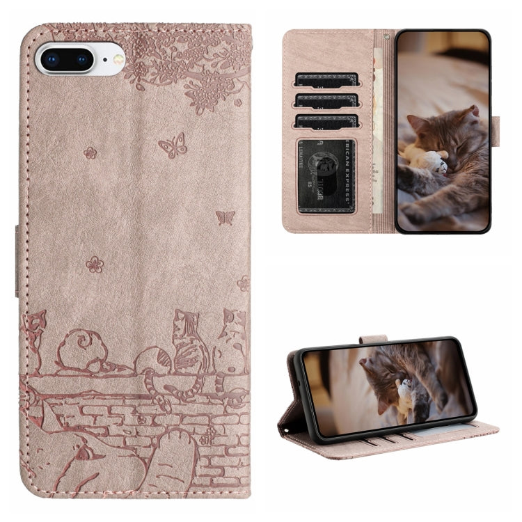 Étui de téléphone en cuir avec motif de chat en relief et cordon, pour iPhone 11 Pro, pour iPhone XS Max, pour iPhone X, pour iPhone 7 Plus / 8 Plus