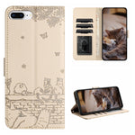 Étui de téléphone en cuir avec motif de chat en relief et cordon, pour iPhone 11 Pro, pour iPhone XS Max, pour iPhone X, pour iPhone 7 Plus / 8 Plus