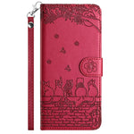 Étui de téléphone en cuir avec motif de chat en relief et cordon, pour iPhone 11 Pro, pour iPhone XS Max, pour iPhone X, pour iPhone 7 Plus / 8 Plus