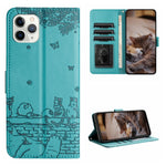 Étui de téléphone en cuir avec motif de chat en relief et cordon, pour iPhone 11 Pro, pour iPhone XS Max, pour iPhone X, pour iPhone 7 Plus / 8 Plus