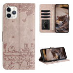 Étui de téléphone en cuir avec motif de chat en relief et cordon, pour iPhone 11 Pro, pour iPhone XS Max, pour iPhone X, pour iPhone 7 Plus / 8 Plus