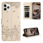 Étui de téléphone en cuir avec motif de chat en relief et cordon, pour iPhone 11 Pro, pour iPhone XS Max, pour iPhone X, pour iPhone 7 Plus / 8 Plus