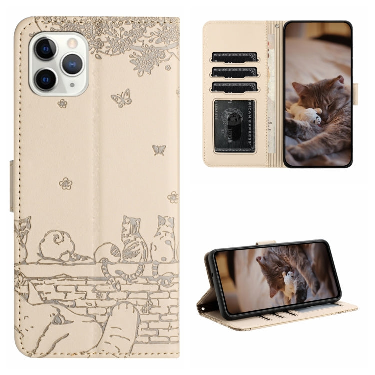 Étui de téléphone en cuir avec motif de chat en relief et cordon, pour iPhone 11 Pro, pour iPhone XS Max, pour iPhone X, pour iPhone 7 Plus / 8 Plus