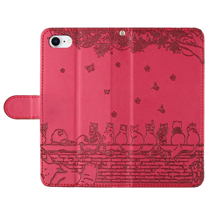 Étui de téléphone en cuir avec motif chat en relief et cordon, pour iPhone 16e / 17e, pour iPhone 17 Pro Max, pour iPhone 17 Pro, pour iPhone 17, pour iPhone Air, pour iPhone 16 Pro Max, pour iPhone 16 Pro, pour iPhone 16 Plus, pour iPhone 16