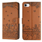 Étui de téléphone en cuir avec motif chat en relief et cordon, pour iPhone 16e / 17e, pour iPhone 17 Pro Max, pour iPhone 17 Pro, pour iPhone 17, pour iPhone Air, pour iPhone 16 Pro Max, pour iPhone 16 Pro, pour iPhone 16 Plus, pour iPhone 16