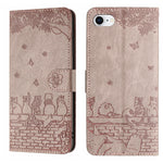 Étui de téléphone en cuir avec motif chat en relief et cordon, pour iPhone 16e / 17e, pour iPhone 17 Pro Max, pour iPhone 17 Pro, pour iPhone 17, pour iPhone Air, pour iPhone 16 Pro Max, pour iPhone 16 Pro, pour iPhone 16 Plus, pour iPhone 16