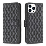 Étui portefeuille en cuir à rabat en treillis diamanté, pour iPhone 17e / 16e, pour iPhone 17 Pro Max, pour iPhone 17 Pro, pour iPhone 17, pour iPhone Air, pour iPhone 16 Pro Max, pour iPhone 16 Pro, pour iPhone 16 Plus