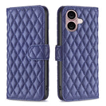 Étui portefeuille en cuir à rabat en treillis diamanté, pour iPhone 17e / 16e, pour iPhone 17 Pro Max, pour iPhone 17 Pro, pour iPhone 17, pour iPhone Air, pour iPhone 16 Pro Max, pour iPhone 16 Pro, pour iPhone 16 Plus