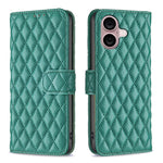 Étui portefeuille en cuir à rabat en treillis diamanté, pour iPhone 17e / 16e, pour iPhone 17 Pro Max, pour iPhone 17 Pro, pour iPhone 17, pour iPhone Air, pour iPhone 16 Pro Max, pour iPhone 16 Pro, pour iPhone 16 Plus