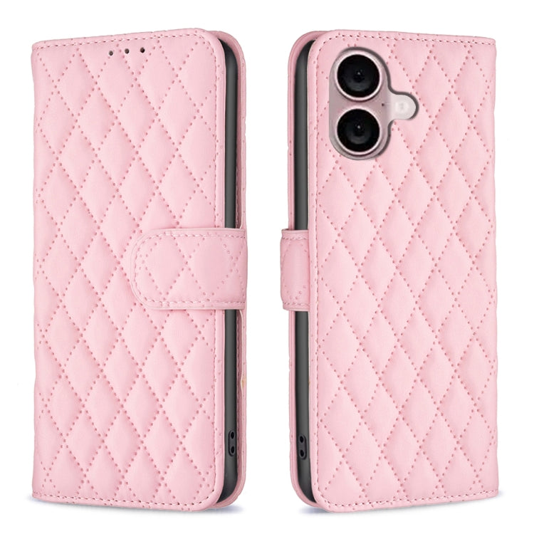 Étui portefeuille en cuir à rabat en treillis diamanté, pour iPhone 17e / 16e, pour iPhone 17 Pro Max, pour iPhone 17 Pro, pour iPhone 17, pour iPhone Air, pour iPhone 16 Pro Max, pour iPhone 16 Pro, pour iPhone 16 Plus