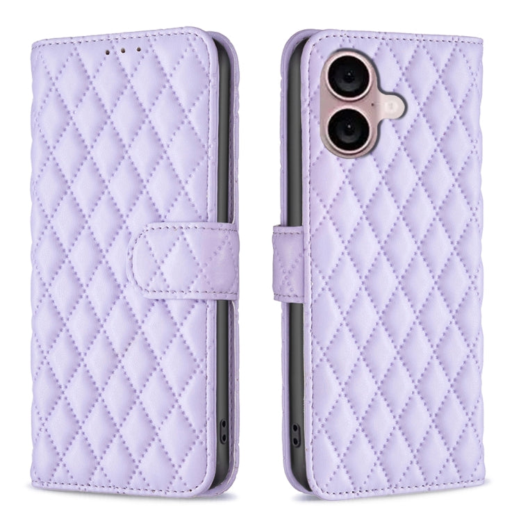 Étui portefeuille en cuir à rabat en treillis diamanté, pour iPhone 17e / 16e, pour iPhone 17 Pro Max, pour iPhone 17 Pro, pour iPhone 17, pour iPhone Air, pour iPhone 16 Pro Max, pour iPhone 16 Pro, pour iPhone 16 Plus
