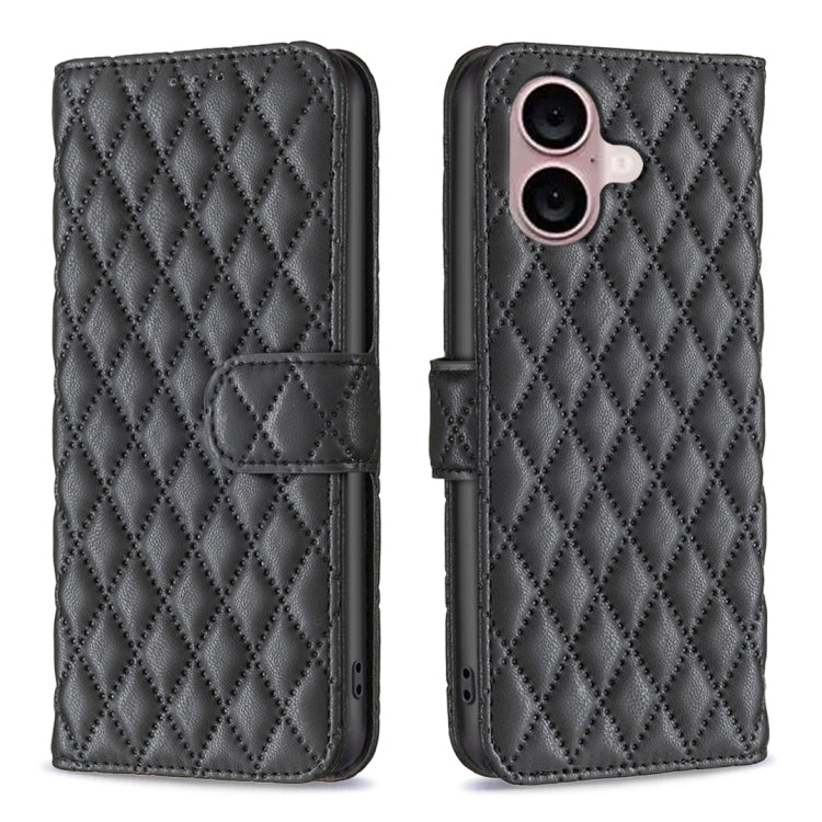 Étui portefeuille en cuir à rabat en treillis diamanté, pour iPhone 17e / 16e, pour iPhone 17 Pro Max, pour iPhone 17 Pro, pour iPhone 17, pour iPhone Air, pour iPhone 16 Pro Max, pour iPhone 16 Pro, pour iPhone 16 Plus