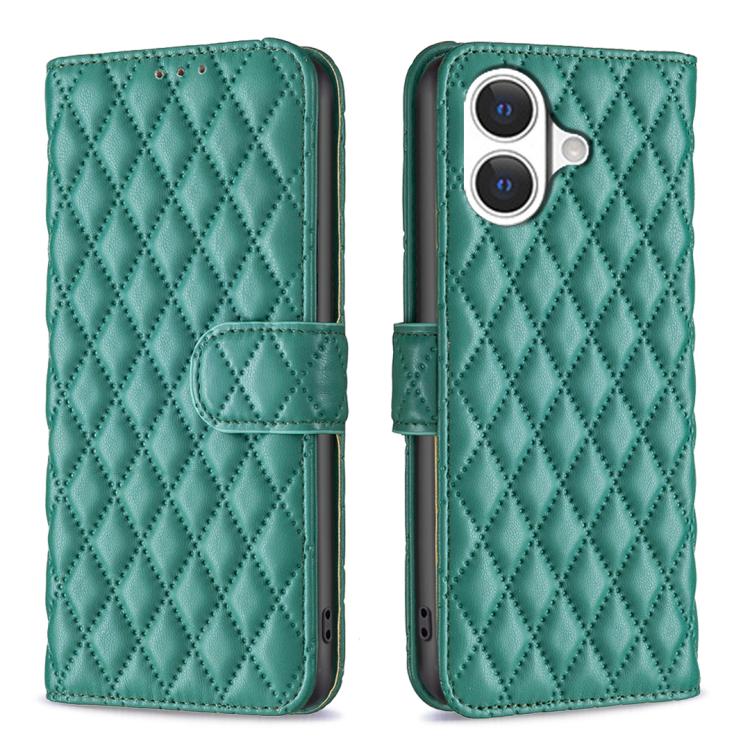 Étui portefeuille en cuir à rabat en treillis diamanté, pour iPhone 17e / 16e, pour iPhone 17 Pro Max, pour iPhone 17 Pro, pour iPhone 17, pour iPhone Air, pour iPhone 16 Pro Max, pour iPhone 16 Pro, pour iPhone 16 Plus