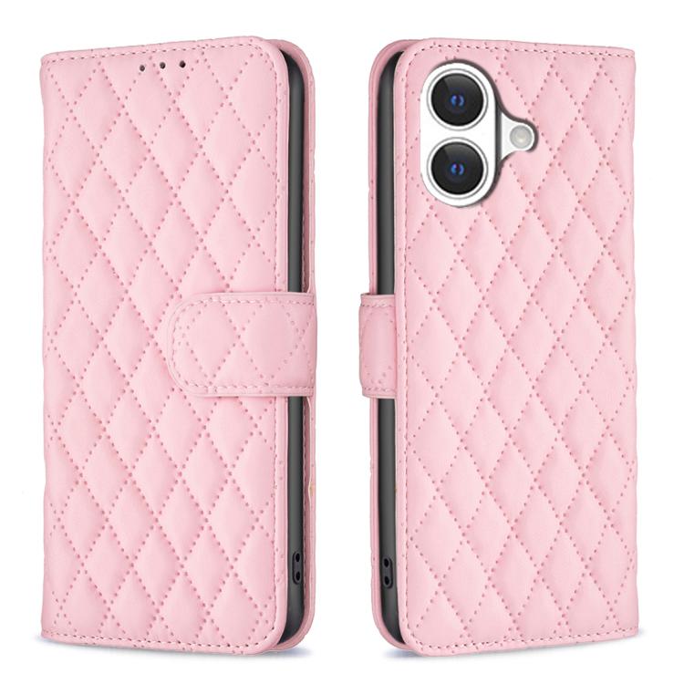 Étui portefeuille en cuir à rabat en treillis diamanté, pour iPhone 17e / 16e, pour iPhone 17 Pro Max, pour iPhone 17 Pro, pour iPhone 17, pour iPhone Air, pour iPhone 16 Pro Max, pour iPhone 16 Pro, pour iPhone 16 Plus