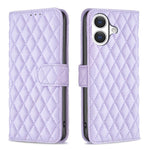 Étui portefeuille en cuir à rabat en treillis diamanté, pour iPhone 17e / 16e, pour iPhone 17 Pro Max, pour iPhone 17 Pro, pour iPhone 17, pour iPhone Air, pour iPhone 16 Pro Max, pour iPhone 16 Pro, pour iPhone 16 Plus