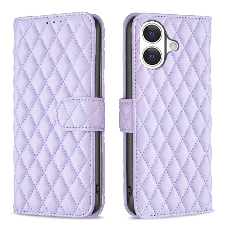 Étui portefeuille en cuir à rabat en treillis diamanté, pour iPhone 17e / 16e, pour iPhone 17 Pro Max, pour iPhone 17 Pro, pour iPhone 17, pour iPhone Air, pour iPhone 16 Pro Max, pour iPhone 16 Pro, pour iPhone 16 Plus
