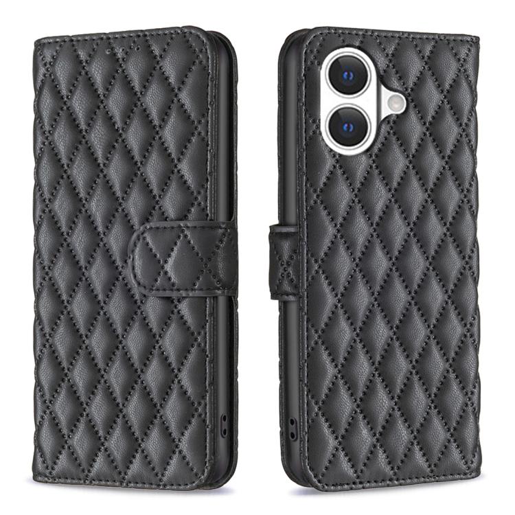 Étui portefeuille en cuir à rabat en treillis diamanté, pour iPhone 17e / 16e, pour iPhone 17 Pro Max, pour iPhone 17 Pro, pour iPhone 17, pour iPhone Air, pour iPhone 16 Pro Max, pour iPhone 16 Pro, pour iPhone 16 Plus