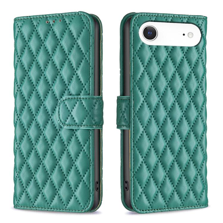 Étui portefeuille en cuir à rabat en treillis diamanté, pour iPhone 17e / 16e, pour iPhone 17 Pro Max, pour iPhone 17 Pro, pour iPhone 17, pour iPhone Air, pour iPhone 16 Pro Max, pour iPhone 16 Pro, pour iPhone 16 Plus