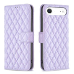 Étui portefeuille en cuir à rabat en treillis diamanté, pour iPhone 17e / 16e, pour iPhone 17 Pro Max, pour iPhone 17 Pro, pour iPhone 17, pour iPhone Air, pour iPhone 16 Pro Max, pour iPhone 16 Pro, pour iPhone 16 Plus