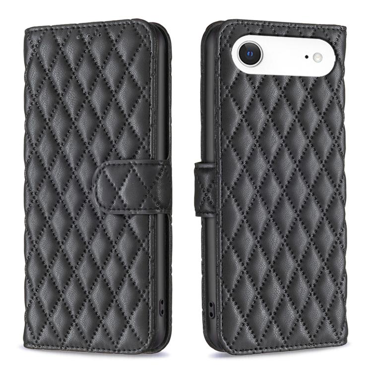 Étui portefeuille en cuir à rabat en treillis diamanté, pour iPhone 17e / 16e, pour iPhone 17 Pro Max, pour iPhone 17 Pro, pour iPhone 17, pour iPhone Air, pour iPhone 16 Pro Max, pour iPhone 16 Pro, pour iPhone 16 Plus