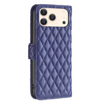 Étui portefeuille en cuir à rabat en treillis diamanté, pour iPhone 17e / 16e, pour iPhone 17 Pro Max, pour iPhone 17 Pro, pour iPhone 17, pour iPhone Air, pour iPhone 16 Pro Max, pour iPhone 16 Pro, pour iPhone 16 Plus