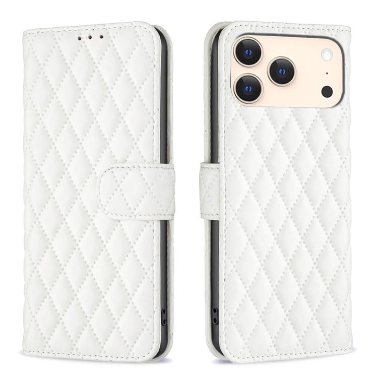 Étui portefeuille en cuir à rabat en treillis diamanté, pour iPhone 17e / 16e, pour iPhone 17 Pro Max, pour iPhone 17 Pro, pour iPhone 17, pour iPhone Air, pour iPhone 16 Pro Max, pour iPhone 16 Pro, pour iPhone 16 Plus