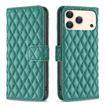 Étui portefeuille en cuir à rabat en treillis diamanté, pour iPhone 17e / 16e, pour iPhone 17 Pro Max, pour iPhone 17 Pro, pour iPhone 17, pour iPhone Air, pour iPhone 16 Pro Max, pour iPhone 16 Pro, pour iPhone 16 Plus