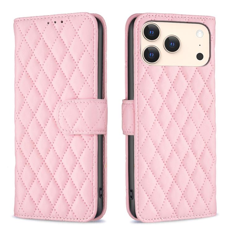 Étui portefeuille en cuir à rabat en treillis diamanté, pour iPhone 17e / 16e, pour iPhone 17 Pro Max, pour iPhone 17 Pro, pour iPhone 17, pour iPhone Air, pour iPhone 16 Pro Max, pour iPhone 16 Pro, pour iPhone 16 Plus