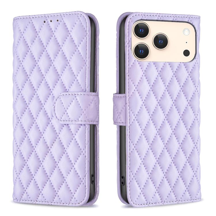Étui portefeuille en cuir à rabat en treillis diamanté, pour iPhone 17e / 16e, pour iPhone 17 Pro Max, pour iPhone 17 Pro, pour iPhone 17, pour iPhone Air, pour iPhone 16 Pro Max, pour iPhone 16 Pro, pour iPhone 16 Plus