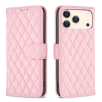 Étui portefeuille en cuir à rabat en treillis diamanté, pour iPhone 17e / 16e, pour iPhone 17 Pro Max, pour iPhone 17 Pro, pour iPhone 17, pour iPhone Air, pour iPhone 16 Pro Max, pour iPhone 16 Pro, pour iPhone 16 Plus