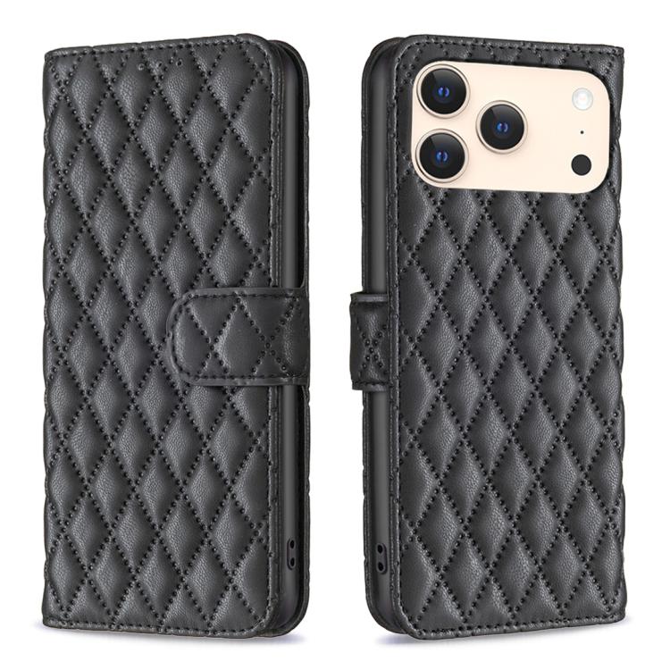 Étui portefeuille en cuir à rabat en treillis diamanté, pour iPhone 17e / 16e, pour iPhone 17 Pro Max, pour iPhone 17 Pro, pour iPhone 17, pour iPhone Air, pour iPhone 16 Pro Max, pour iPhone 16 Pro, pour iPhone 16 Plus