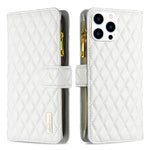 Étui portefeuille à rabat en cuir avec fermeture éclair à motif losanges, pour iPhone 17 Pro Max, pour iPhone 17 Pro, pour iPhone 17, pour iPhone Air, pour iPhone 16 Pro Max, pour iPhone 16 Pro, pour iPhone 16 Plus, pour iPhone 16
