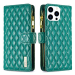 Étui portefeuille à rabat en cuir avec fermeture éclair à motif losanges, pour iPhone 17 Pro Max, pour iPhone 17 Pro, pour iPhone 17, pour iPhone Air, pour iPhone 16 Pro Max, pour iPhone 16 Pro, pour iPhone 16 Plus, pour iPhone 16