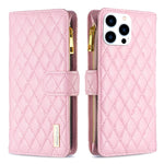 Étui portefeuille à rabat en cuir avec fermeture éclair à motif losanges, pour iPhone 17 Pro Max, pour iPhone 17 Pro, pour iPhone 17, pour iPhone Air, pour iPhone 16 Pro Max, pour iPhone 16 Pro, pour iPhone 16 Plus, pour iPhone 16