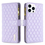 Étui portefeuille à rabat en cuir avec fermeture éclair à motif losanges, pour iPhone 17 Pro Max, pour iPhone 17 Pro, pour iPhone 17, pour iPhone Air, pour iPhone 16 Pro Max, pour iPhone 16 Pro, pour iPhone 16 Plus, pour iPhone 16