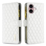 Étui portefeuille à rabat en cuir avec fermeture éclair à motif losanges, pour iPhone 17 Pro Max, pour iPhone 17 Pro, pour iPhone 17, pour iPhone Air, pour iPhone 16 Pro Max, pour iPhone 16 Pro, pour iPhone 16 Plus, pour iPhone 16