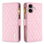 Étui portefeuille à rabat en cuir avec fermeture éclair à motif losanges, pour iPhone 17 Pro Max, pour iPhone 17 Pro, pour iPhone 17, pour iPhone Air, pour iPhone 16 Pro Max, pour iPhone 16 Pro, pour iPhone 16 Plus, pour iPhone 16