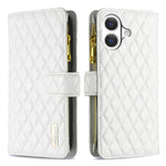 Étui portefeuille à rabat en cuir avec fermeture éclair à motif losanges, pour iPhone 17 Pro Max, pour iPhone 17 Pro, pour iPhone 17, pour iPhone Air, pour iPhone 16 Pro Max, pour iPhone 16 Pro, pour iPhone 16 Plus, pour iPhone 16